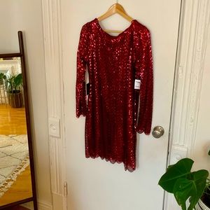 Cranberry Sequin Cocktail Dress